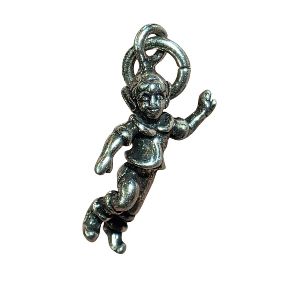 Sterling‎ Silver Fairy green goblin Charm Pendant Whimsical Fantasy Jewelry